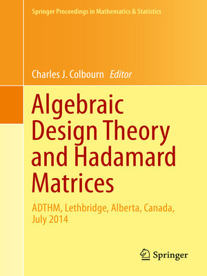 cover image of Algebraic Design Theory and Hadamard Matrices